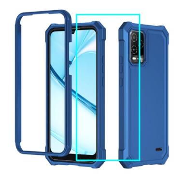 Imagem de Capa para BLU View 5 Pro com protetor de tela, capa de telefone Blu View 5 Pro frontal de silicone bumper fosco PC rígido proteção de corpo inteiro, capa à prova de choque de grau militar para Blu