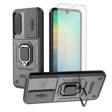 Imagem de Asuwish Capa de celular para Samsung Galaxy A26 5G com capa deslizante para câmera de vidro temperado, suporte de anel, resistente, fino, protetor de grau militar, célula híbrida A 26 26A LTE mulheres