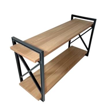 Imagem de Prateleira X Estilo Industrial Moderna, Funcional e Resistente Ideal para Organização e Decoração de Ambientes – Bimove (Amadeirado Claro/S. Preto, 50x20)