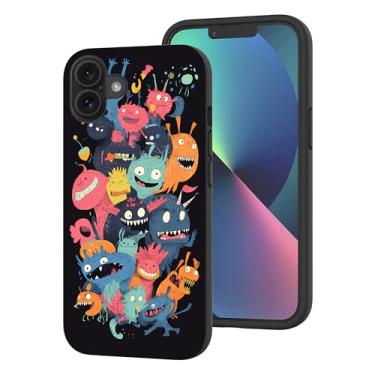 Imagem de ZHEPAITAO Capa compatível com iPhone 16 - Capa protetora colorida Happy Monster com design exclusivo para mulheres e meninas à prova de choque