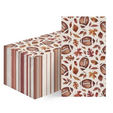 Imagem de Horaldaily 100 guardanapos decorativos de papel descartável para convidados, toalha de mão de folha de bordo de futebol para festa, almoço, jantar, cozinha, banheiro