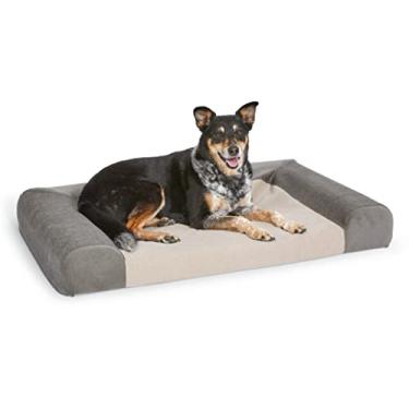 Imagem de Signature QuietTime® Sofá de cama de cachorro com espuma de memória, ideal para raças de cães grandes, cinza, cama mede 100 x 70 x 14 cm