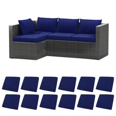 Imagem de U'Artlines 12 capas de almofada elásticas de substituição para pátio, à prova d'água, elásticas, externas, capas de almofada laváveis para sofá e quintal (azul, apenas capa)