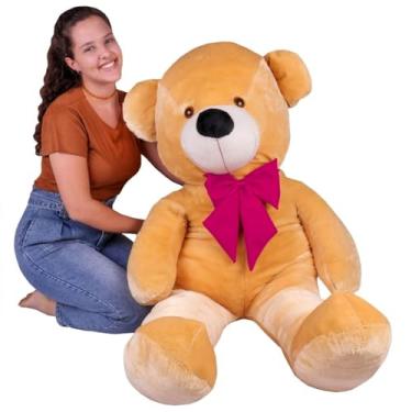 Imagem de Urso de Pelúcia Gigante com Laço, 110 cm, Teddy Bear (Doce de Leite com Laço Pink)