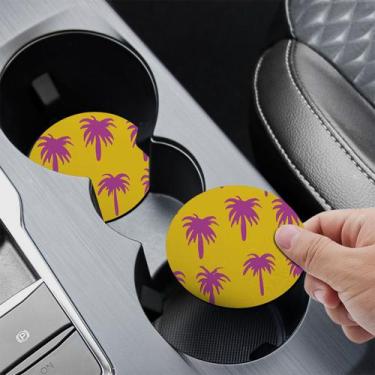 Imagem de Porta Copo para Carro Palmeira Rosa Fundo Colorido - PoloCat Acessório