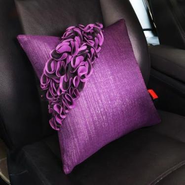 Imagem de MINGZAIQIPEI Carro Bonito Estilo Pétalas Roxo Escuro Auto Interior Acessórios Quatro Estações Universal Fit Most Car SUV (Body Pillow)