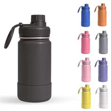 Imagem de Garrafa Térmica Infantil - 350ml, Aço Inox 304 Parede Dupla de Isolamento 24horas Gelado, Tampa Rosca De Segurança, Anti Vazamento, Base Silicone AntiDerrapante, BPA Free (Preto)