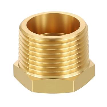 Imagem de Rebower Pacote com 5 adaptadores macho para FeMache, 3/10.2 cm MNPT x 3/20.3 cm FNPT redutores de bucha sextavada de latão rosqueado para compressor de ar, automotivo, linhas de fluido, jardinagem