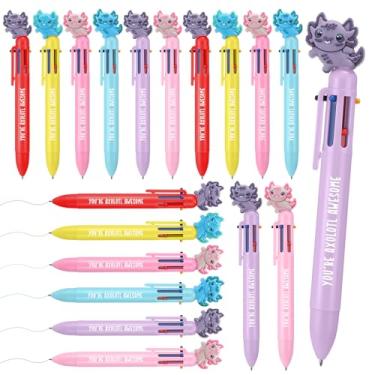 Imagem de Sayglossy 36 canetas esferográficas Axolotl divertidas a granel 6 em 1, multicoloridas, retráteis, fofas, de gel, canetas coloridas inspiradoras, presentes de volta às aulas para estudantes com TDAH