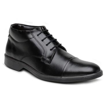 Imagem de Sapato Cano Alto Masculino Bota Casual Moderno Couro Confortável Preto