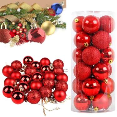 Imagem de Bolinhas Natalinas Tubo Com 24 Bolas de Natal Enfeites De Natal Decoração 3cm (Vermelha)