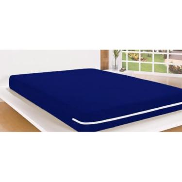 Imagem de Capa de Colchão King Queen Casal Solteiro Malha Gel 100% Poliéster Zíper Toque Macio Antialérgica Antifungo Lavável (Azul Marinho, Solteiro)