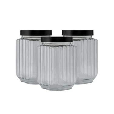 Imagem de Jogo De Potes 1,5lt Fileto Plástico Cozinha Porta Mantimentos 3 Un (Fumê)