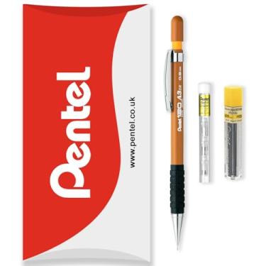 Imagem de Pentel Lapiseira automática série 120 A313 + refil de 12 HB + tubo de refis de borracha - na embalagem do travesseiro - 0,9 mm - ocre