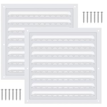 Imagem de 2 peças de ventilação de empena de alumínio de 25 x 25 cm, aberturas de sótão, ventilação de galpão de parede de metal com parafuso e malha de tela, grade quadrada de retorno para ventilação porta