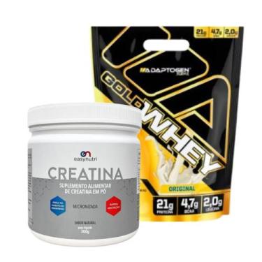 Imagem de Kit Gold whey saco Adaptogen 900g e Creatina Easy nutri 300g, Original