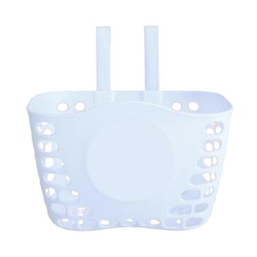 Imagem de menolana Cesta frontal para bicicleta infantil, cesto frontal para guidão, removível, portátil, fofo, para triciclo, scooter, ao ar livre, Branco