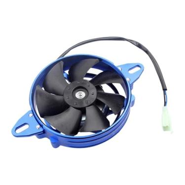 Imagem de Mqetly Ventilador térmico elétrico de resfriamento, ventilador de radiador leve e resistente de liga de alumínio de 4 polegadas para quadriciclo UTV de 125, Azul