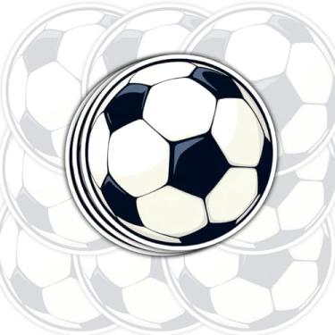Imagem de 3 adesivos de vinil para bola de futebol – Decalques clássicos de futebol preto e branco para jogadores e fãs, adesivos esportivos à prova d'água de 7,6 cm para laptop, garrafa de água, caderno
