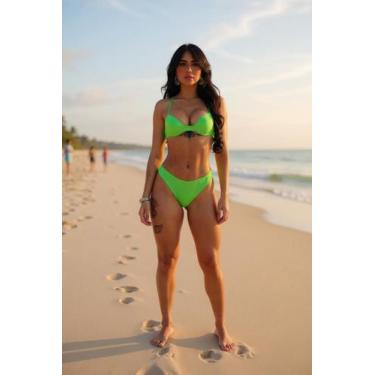 Imagem de Biquini Bojo Meia Taça Tendência Moda Praia - Gisele Freitas, neon, G