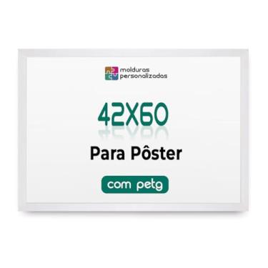 Imagem de Moldura A2 42x60 para Gravuras Imagens Posters Fotos com Proteção Petg (Branco)