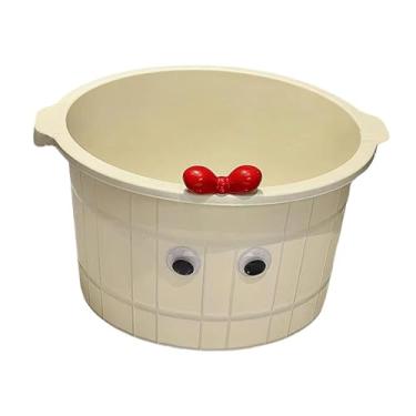 Imagem de Kokiya Bacia de massagem para os pés (8,66 polegadas de altura) leve com pontos de massagem, bacia multiuso para spa e pedicure para mulheres e homens, hotel, Branco