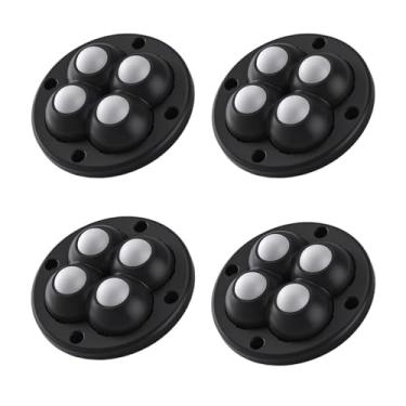 Imagem de Milageto Roda giratória 360 da autoadesão de 4 pces, polia universal do giro da roda do quarto dos armários da mobília para o movimento inferior dos escaninhos, PRETO