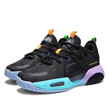 Imagem de Novetra Tênis de basquete masculino antiderrapante para caminhada, corrida ao ar livre, esportes e fitness(Black,42 BR)