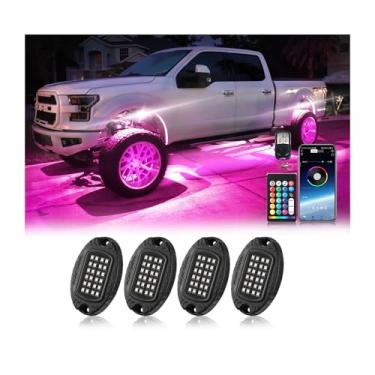 Imagem de ZONECONA Kit de luzes de rock masculinas LED RGB segmentadas 4Pods com controle remoto APP/RF, modo de música neon multicolorida atualizado, à prova d'água, luzes de para-lama de 12 V para caminhões