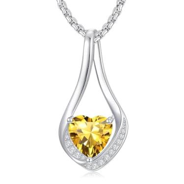 Imagem de Zoeniya Colares de pedra do mês de nascimento para mulheres, ouro amarelo/branco 18 k Forever Love, coração, infinito, joias de aniversário, presentes de aniversário para mulheres, esposa, namorada