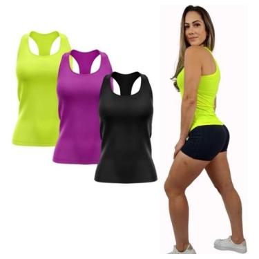 Imagem de Kit 3 Regatas Femininas Dryfit Academia Básicas - LaBela, Variadas, P