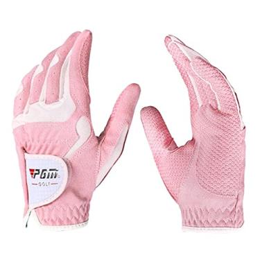 Imagem de MotiveTech 1 Par de Luvas de Golfe Femininas de Alto Desempenho para Mão Esquerda E Direita, Dedos Inteiros para Treinamento de Golfe - Melhora a Aderência, Elás, Pink White XXL