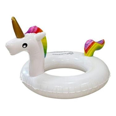 Imagem de Boia Inflável Unicórnio Branca Gigante Para Piscina Natação 90cm ou 12