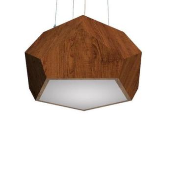 Imagem de Lustre Pendente Facetado 75x34cm Madeira Imbuia e Acrílico - FOXLustre