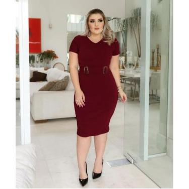 Imagem de Vestido Midi Plus Size 2 Fivelas Moda Evangélica Feminina - Miss Flowe