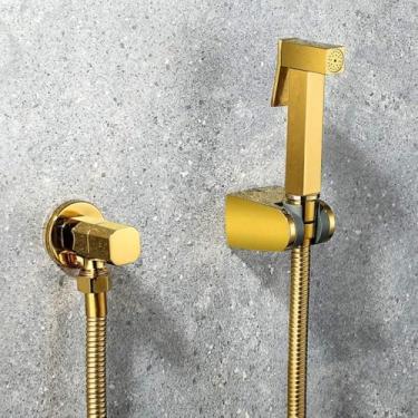 Imagem de Kit De Ducha De Ouro Escovado Tique Hd Pulverizador De Bidê De Aço Inoxidável Válvula De Torneira De Bidê De Vaso Sanitário Jet Set Chuveiro, Gold