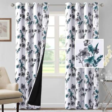 Imagem de Cortinas H.VERSAILTEX 100% Blackout Cattleya Floral 244 cm cinza