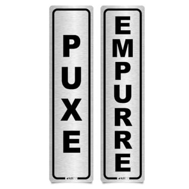 Imagem de Kit Placa Puxe e Empurre para Porta Sinalização Locais Entrada Saida