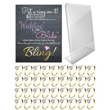 Imagem de Jogo de chá de panela com anéis falsos, decoração, decorações, jogos de chá de panela para convidados, jogos de chá de casamento, 36 | ChalkBoard, Plástico, Sem pedra preciosa