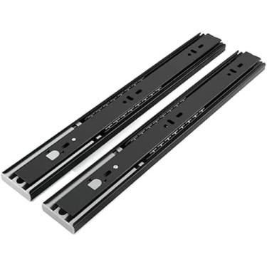 Imagem de Corrediças De Gaveta Push-to-open Extensão Total 250mm 3 Dobras Guias De Trilhos De Metal Corrediças De Gaveta Com Buffers De Rebote Capacidade De Carga 60kg, Black, 10inch 25cm