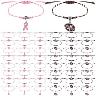 Imagem de Huquary Pulseiras de conscientização do câncer de mama a granel, fita rosa ajustável, itens de pulseira inspiradora, acessórios para mulheres, presentes de festa de sobrevivência, about 11 inches