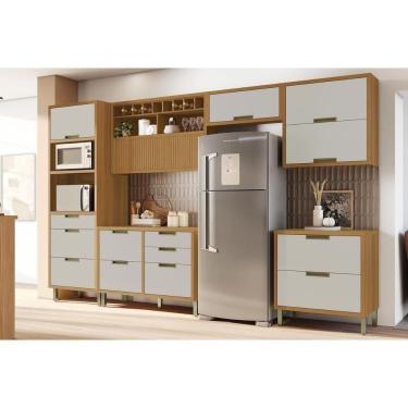Imagem de Cozinha Completa Imperatriz 6 Peças 3 Aéreos 2 Balcões 1 Torre Quente C6p84 Freijó Off White