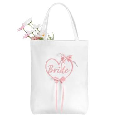 Imagem de Etercycle Bolsa feminina para noiva, coração rosa, bordado, casamento, presente de casamento, linda bolsa de ombro para despedida de solteira, casamento, dama de honra, noivado, lua de mel, presentes
