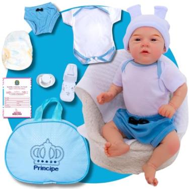 Imagem de Bebê Reborn Mary Menino Realista em Silicone com Bolsa Maternidade e Roupa Temática 50 cm (MICKEY)