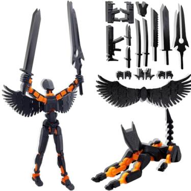 Imagem de masijssa T13 Action Figures Set (Assembly Completed) Dummy 13 Titan 13 Robot Action Figure 3D Printed Robo Multi-Jointed Movable Action Figure Toy with Full Articulation (Black Orange Figure + Dog)