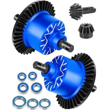 Imagem de RCHuiWow RC 37T Diff Gear Upgrades Part for 1/10 Slash 4x4(VXL),Rustler 4x4(VXL),Stampede 4x4(VXL),Jato 4x4 (VXL),XO-1,Aluminium w/Steel Front Rear Differential Gear,Navy Blue