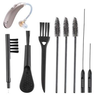 Imagem de TNJPSEK Conjunto de ferramentas de limpeza para aparelhos auditivos, escovas profissionais de aparelhos auditivos para limpeza, kit de limpeza de fone com escovas magnéticas de cera e estojo para
