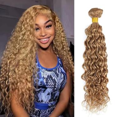 Imagem de BQRIH Cor #27 Loiro Mel Ondulado Água Ondulado Único Cabelo Humano 40,6 cm, 12A Virgem Brasileira Encaracolada Trama Macia Saltitante Molhado e Ondulado Cabelo Humano Colorido 1 Feixes de Extensões