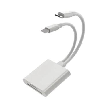 Imagem de Adaptador Leitor De Cartão OTG Tipo 2 Em 1 Para Cartão De Memória SD T