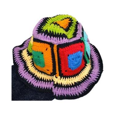 Imagem de Chapéu Balde de Crochê Multicolorido Feminino - Estilo Y2K com Flores 